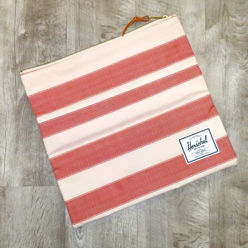 Herschel Supply Company Pink and Red Striped Wristlet Pouch